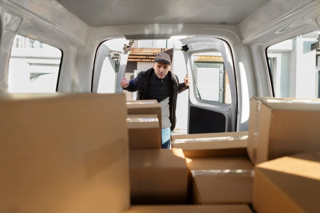 Persona inspeccionando el interior de una van